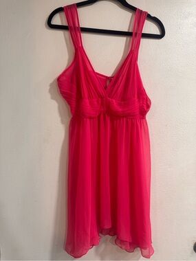 Victorias Secret Bright Pink Babydoll Chiffon Dress Nightie NWT Size Large